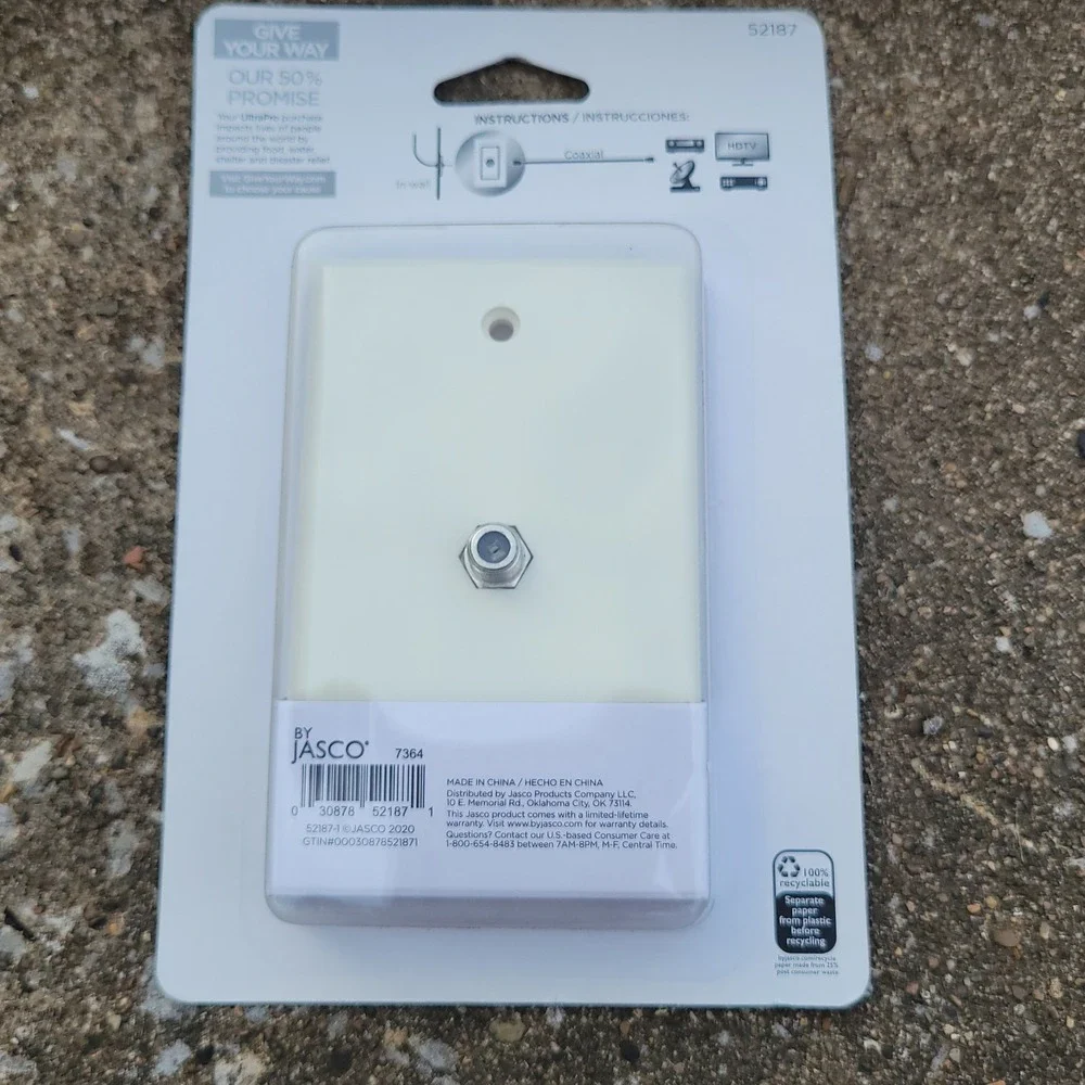 Lot 5 Coax Cable Wall Plate F Type Jack Single Cover 52187 Almond Cream Finish